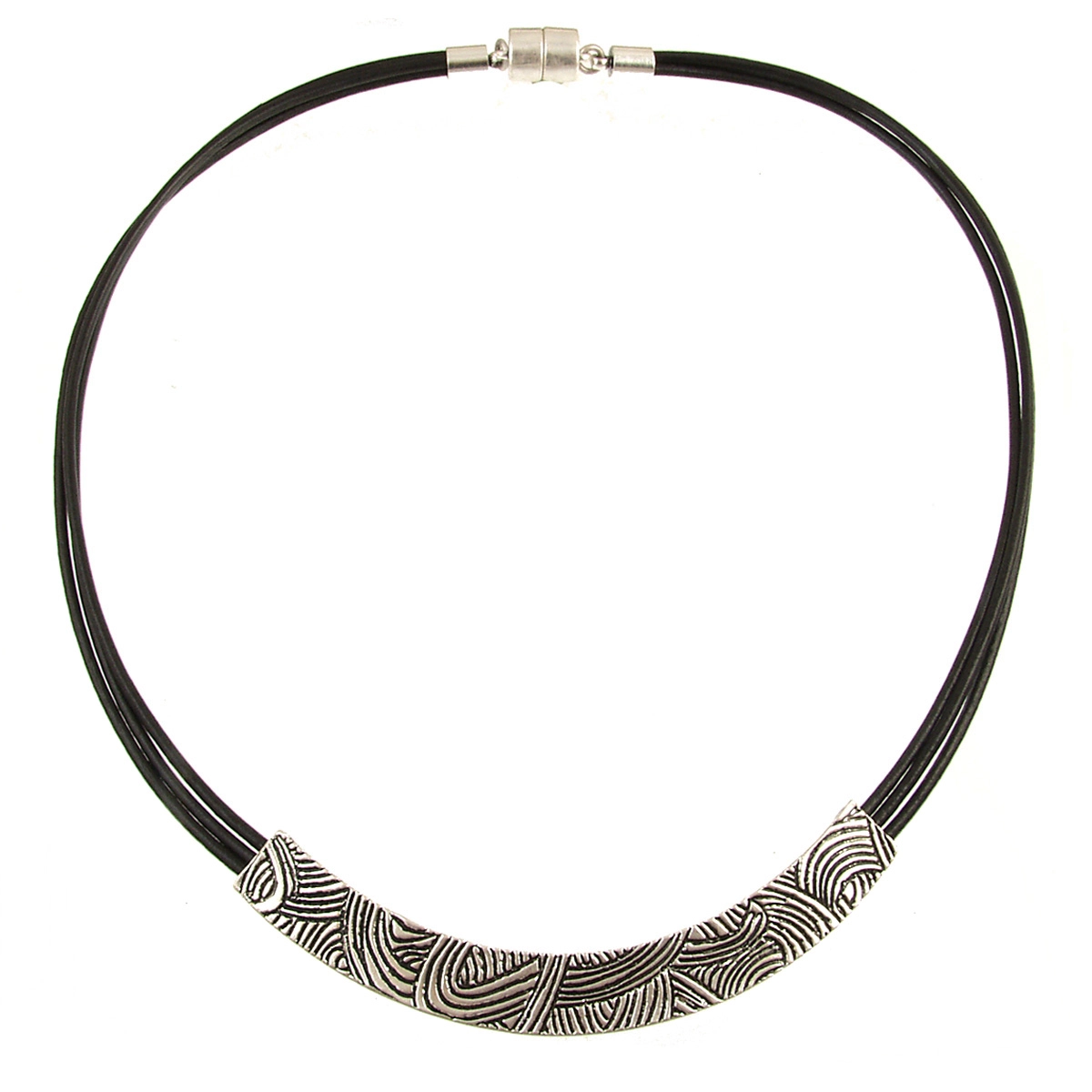 N-Antique Silver Black Necklace 5215